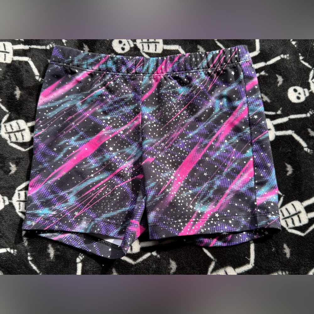 Danskin Girls’ 6X Active Shorts – Galaxy Neon Print